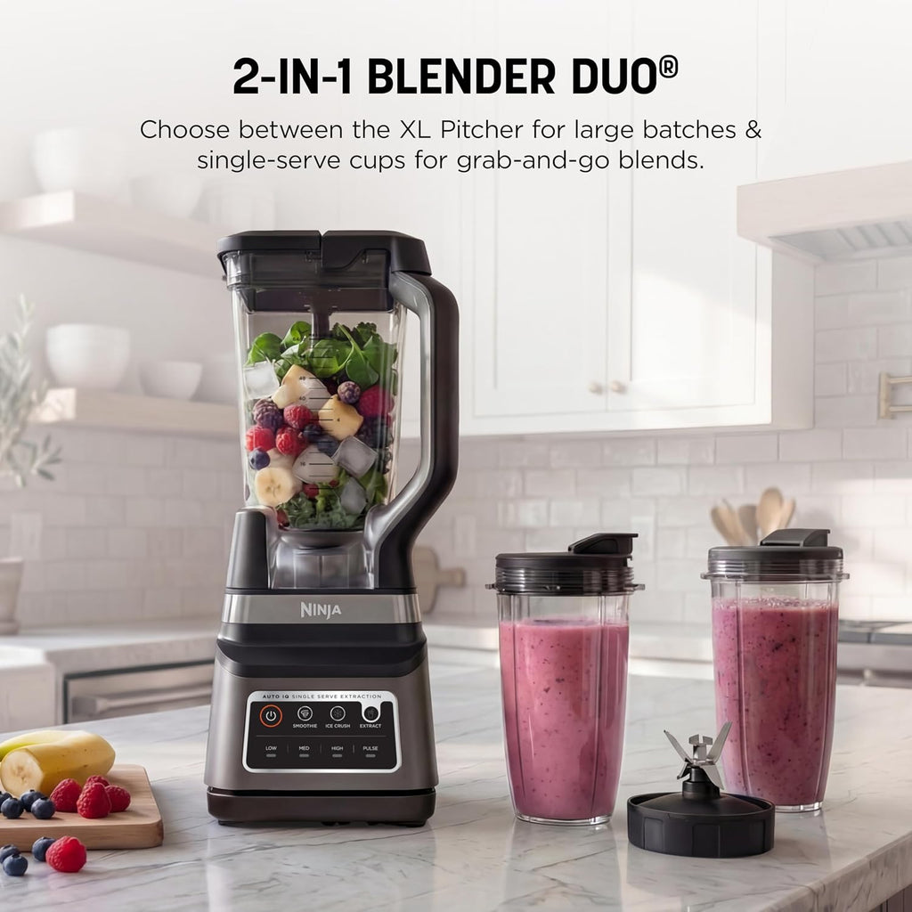 Ninja BN751 Professional Plus DUO Blender, 1400 Peak Watts, 3 Auto-IQ Programs for Smoothies, Frozen Drinks & Nutrient Extractions, 72-oz. Total Crushing Pitcher & (2) 24 oz. To-Go Cups, Black