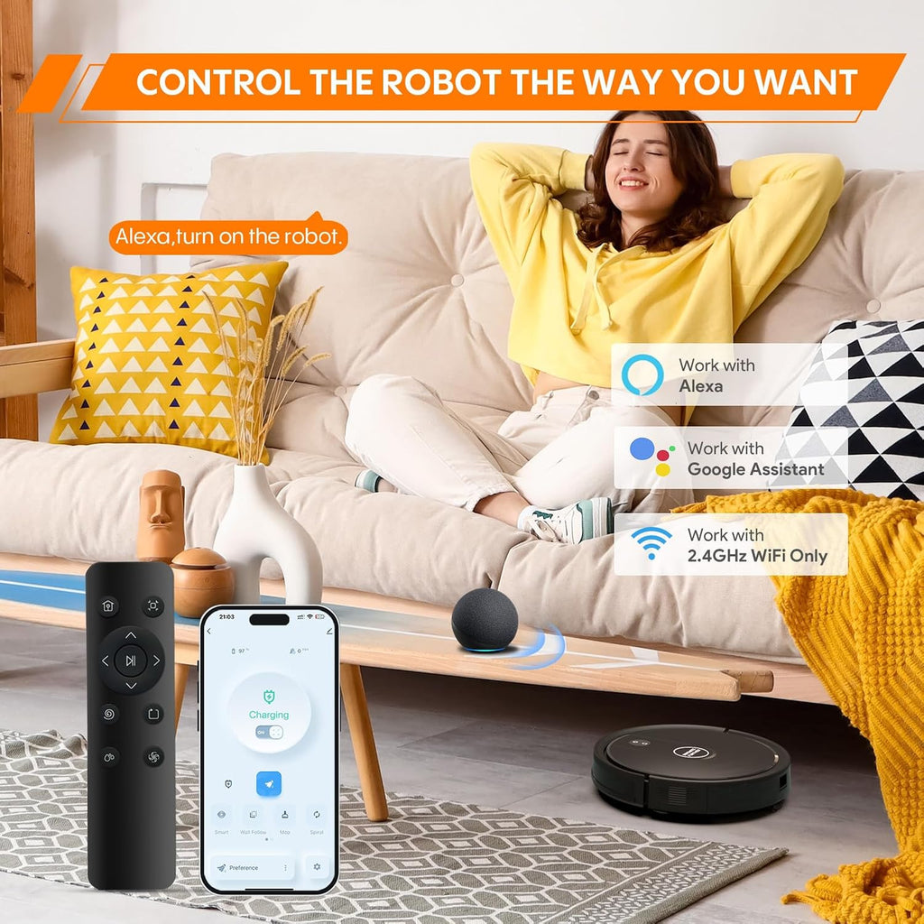Robot Vacuum and Mop 5500Pa Suction 3 in 1 Robot Vacuum Cleaner with WiFi/App/Voice, Smart Robotic Vacuums with Schedule, Self-Charging Ideal for Hard Floor, Low Pile Carpet, Pet Hair 2026 New Version