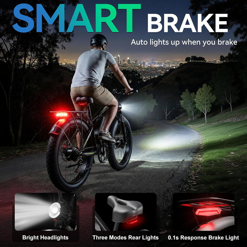 47MPH Ebike for Adults | 9000W Peak Dual Motor Ebike |58V Max-Output 36AH Battery | 24' Fat Tire Bike | 7 Speed LCD Display | Front Suspension | Travel | Off Road