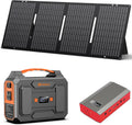 Solar Power Station with Foldable Solar Panel 60W, 110V 100W AC Outlet Camping Portable Solar Power Bank Generator with Panels Included,Portable Battery Pack for Laptop Smart Device RV Outdoor Backup