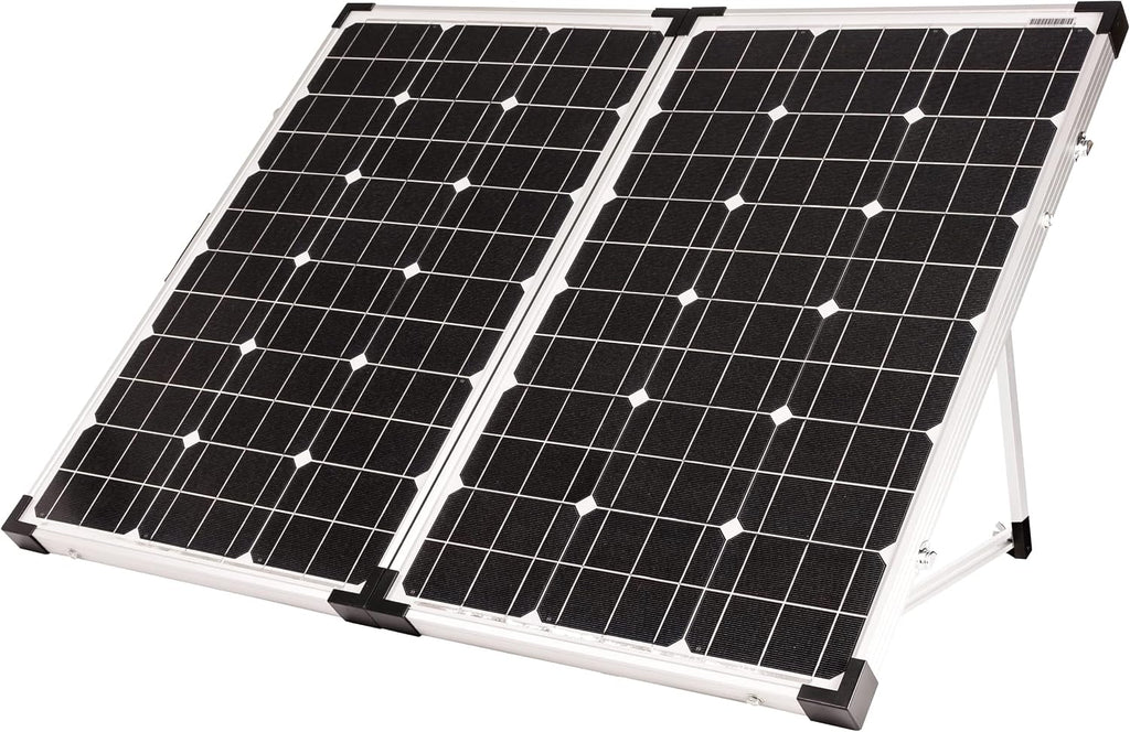 Go Power GP-PSK-130 130W Portable RV Solar Panel Kit - Folding Solar Panels with 10 Amp Controller, Adjustable Legs, Battery Clamps, Nylon Case for Camping, Boat & Off-Grid Use