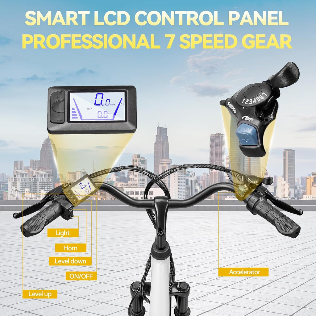 ZNH 24' Electric Bike for Adults with Peak 1000W Motor & 48V 940.8 Wh Removable Battery, Up to 90Miles 23+ MPH Step Thru Electric Bicycle, Commuter E Bikes with 7-Speed, UL 2849 Certified