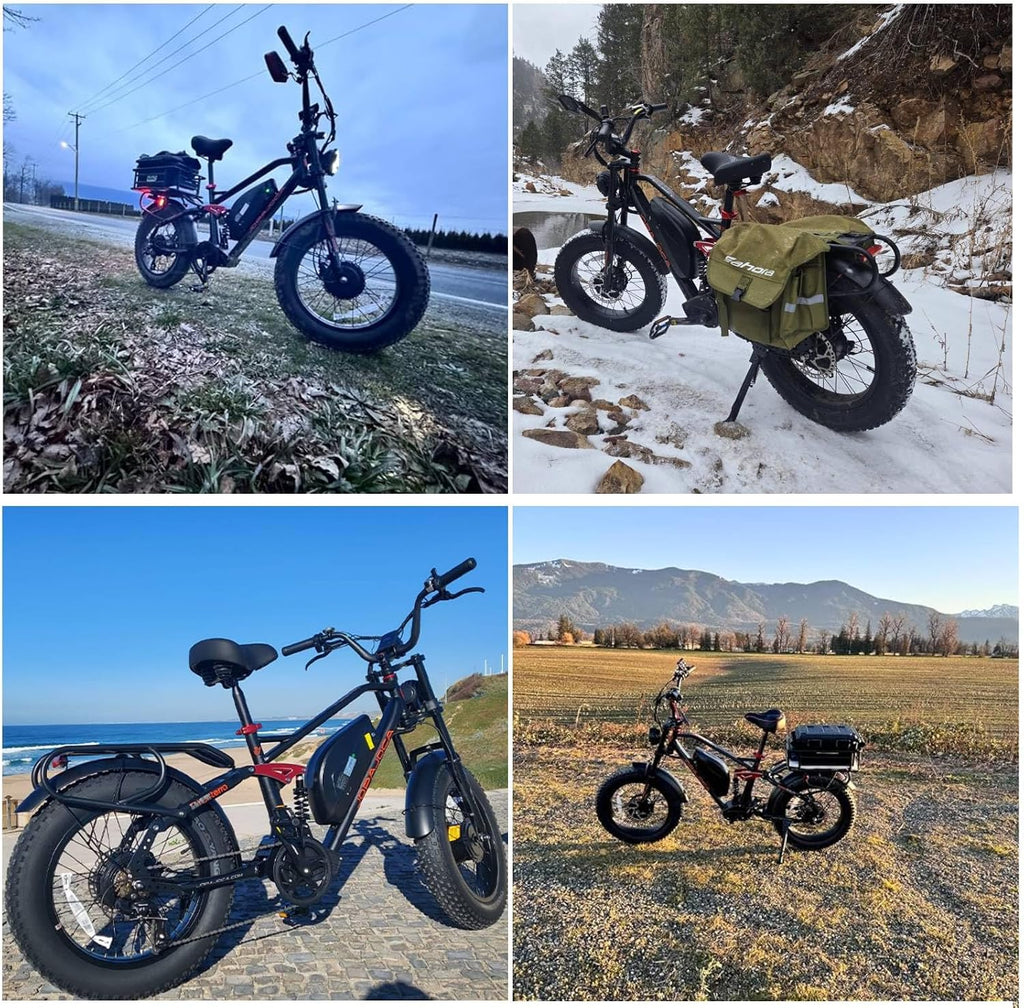 eAhora Terra/Luna [2025] Dual Motor Electric Bike for Adult, 3000W/1500W | 33MPH | 20/15Ah | 80 Miles Long Range | 20'*4.0 Fat Tires | Full Suspension | for Coummute | Delivery | Women | Men