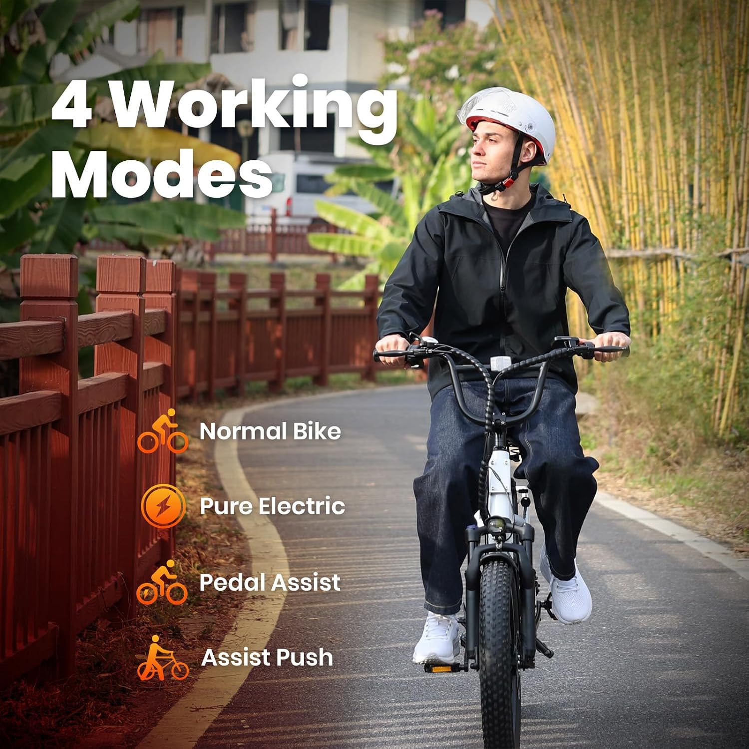 28 MPH Electric Bikes for Adults 20 x 3 inch Fat Tire Ebike with 90 Miles(PAS) Long Range 48V Removable Battery E-Bike 7 Speed Step Thru Electric Bicycle