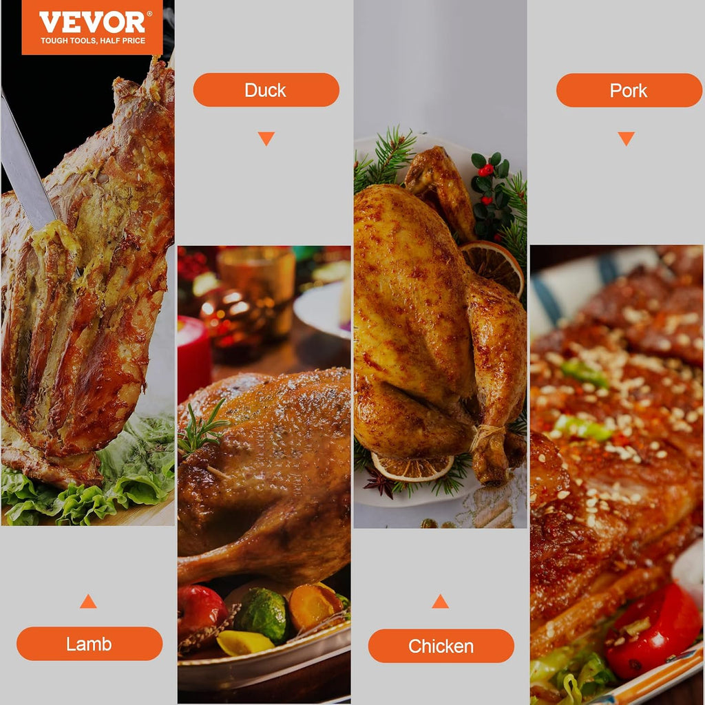 VEVOR 46' Electric BBQ Rotisserie Grill Kit, 132 lbs Capacity Heavy Duty Grilling Kit, Automatic 52W Motor and Height Adjustable Universal Roaster Stand, Stainless Steel Hexagon Spit Rod for Pig Lamb