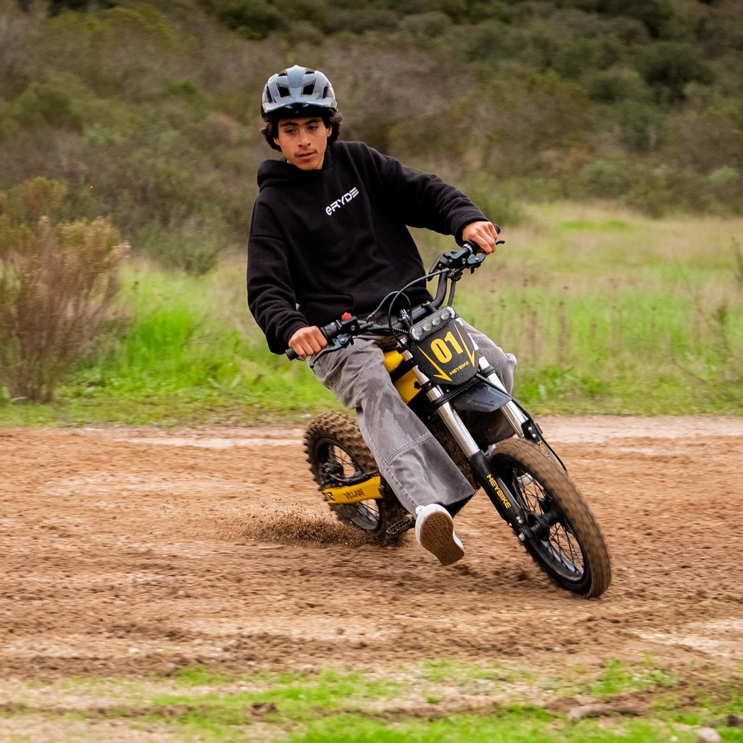 Heybike Villain Electric Dirt Bike with 4160W Motor 1352WH Battery, Up to 45 MPH, 50 Miles Range, 14'/12' Fat Tire Electric Bike with Hydraulic Brakes&Dual Suspension, Off-Road E-Bike