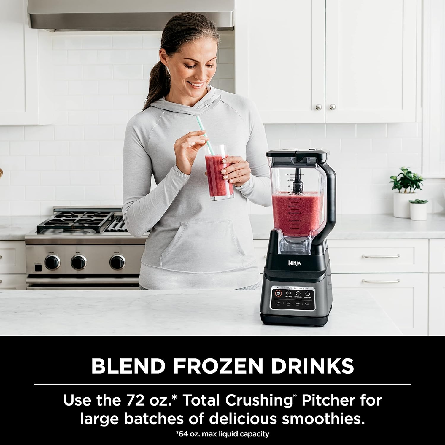 Ninja Professional Plus Blender with Auto-iQ | Smoothie and Ice Cream Maker, Frozen Drink Mixer, Margarita Machine | 3 Auto-iQ Presets, 1400W, 72-oz. Total Crushing Pitcher | Dark Grey | BN701