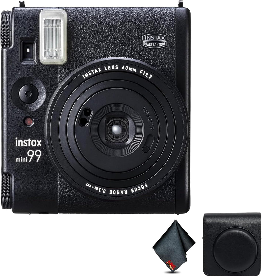 Fujifilm Instax Mini 99 Instant Camera Bundle with Vintage Style Compatible Carrying Case - Black + More