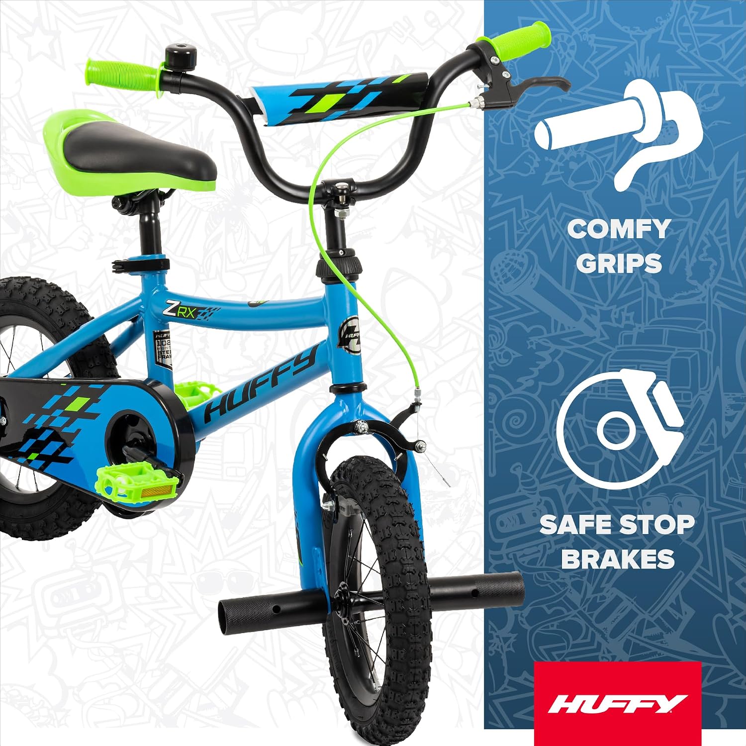 Huffy Kids 12/16 Inch Bikes, Multiple Color Options Available, Ideal for Ages 3+ Years Old, EZ Build Assembly, Removable Training Wheels, Chain Guard for Safety, Fun and Playful Designs