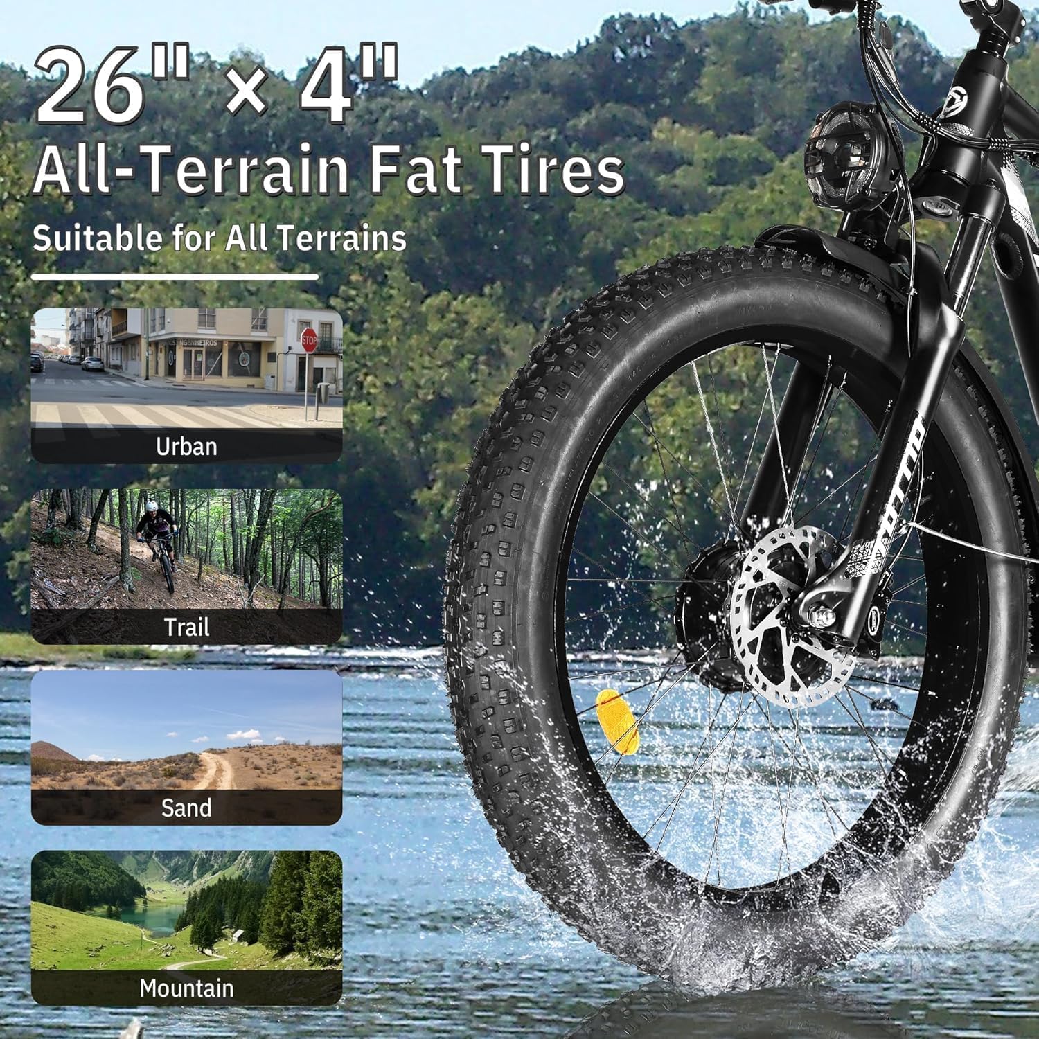TUTTIO Adria26 5000W/6000W Dual Motor Ebike, 40-46MPH Electric Bike for Adults, 26' x 4' Fat Tire Electric Mountain Bike, 52V 25AH E-Bike Full Suspension Electric Dirt Bike for Off-Road Hunting