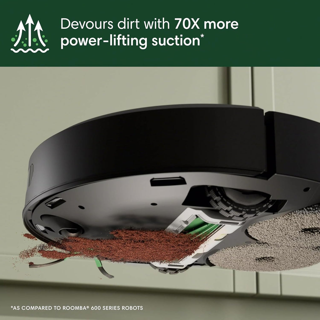iRobot Roomba Plus 405 (G181) 2in1 Vacuum & Mop Robot with AutoWash Dock - Dual Spinning, Smart & Fast Mapping, Ideal for Pet Hair, Self-Empties 75 Days, Intense Suction, Pad Washing & Drying