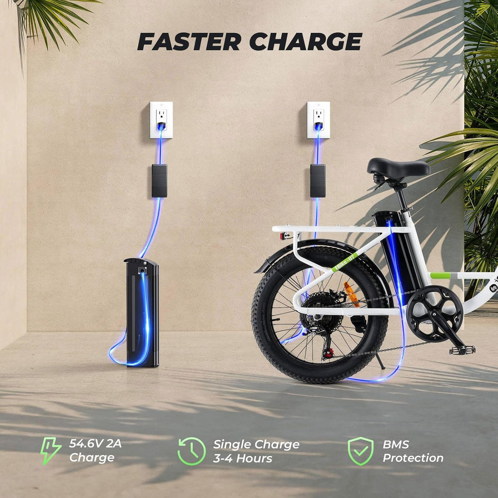 isinwheel U7 E Bike for Adults Electric Bike with Dual Cargo Rack, 48V 1000W Peak Ebikes for Adults, 7 Speed Gear, 20mph Step Thru Cruiser Electric Bicycles, 20' × 3' Fat Tire Ebike