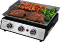 Royal Gourmet PD1301S Portable 3-Burner Tabletop Gas Griddle, 25,500 BTU Cooking Power, 304 Sq. In. Cooking Surface, Ideal for Camping & Tailgating, Black & Silver