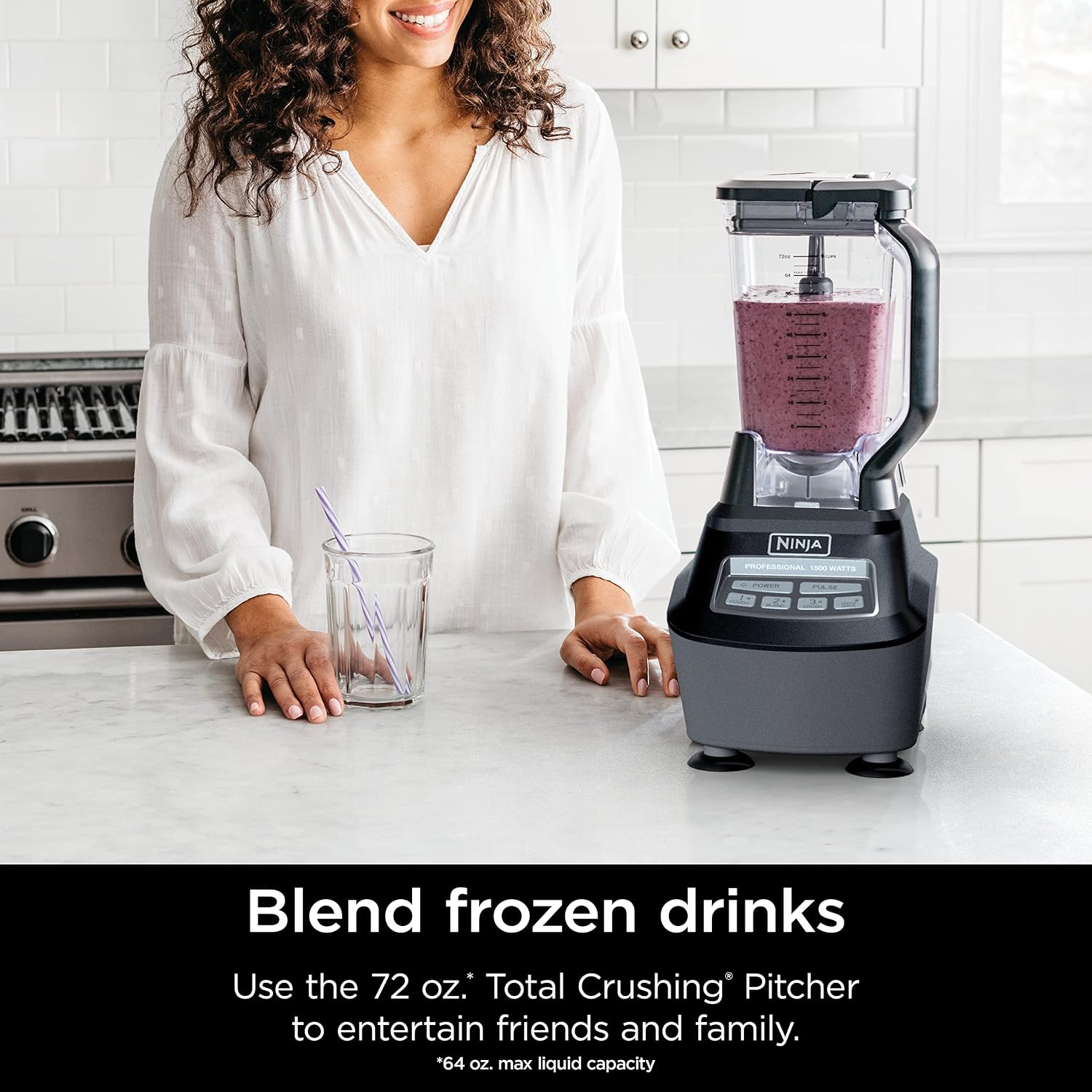 Ninja Kitchen System | All-in-One Food Processor & Blender for Smoothies | Includes Pitcher, Travel Cup, & 8-Cup Bowl | Makes Salsa, Dough, Shakes, & Frozen Drinks | 120 Volts | Black | BL770AMZ