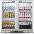 BODEGA BODEGACOOLER Back Bar Cooler With 2 Glass Doors,7.4 Cu.Ft Stainless Steel Commercial Back Bar Fridgewith LED Lighting,Counter Height Bar Beverage Cooler for Beer,Soda Drinks,Wine