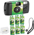 Fujifilm QuickSnap Flash 400 Disposable 35mm Camera + Hand Strap + Quality Photo Microfiber Cloth (6 Pack)