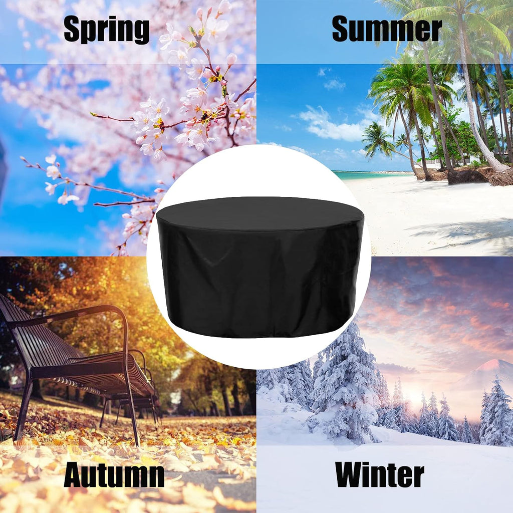 Waterproof Patio Sofa Cover 114' D x 39' H, Extra Large Outdoor Furniture Set Covers, Outdoor Garden Table Set Cover, Round Patio Dining Table and Chairs Set Cover (290x100cm)