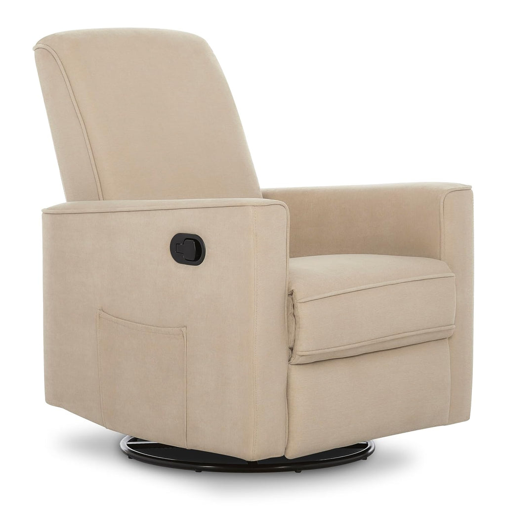 Evolur Raleigh Upholstered Manual Glider Recliner– Rocking & 360° Swivel with Smooth Glide – Greenguard Gold & FSC Certified – Modern Nursery and Living Room Chair in Tan