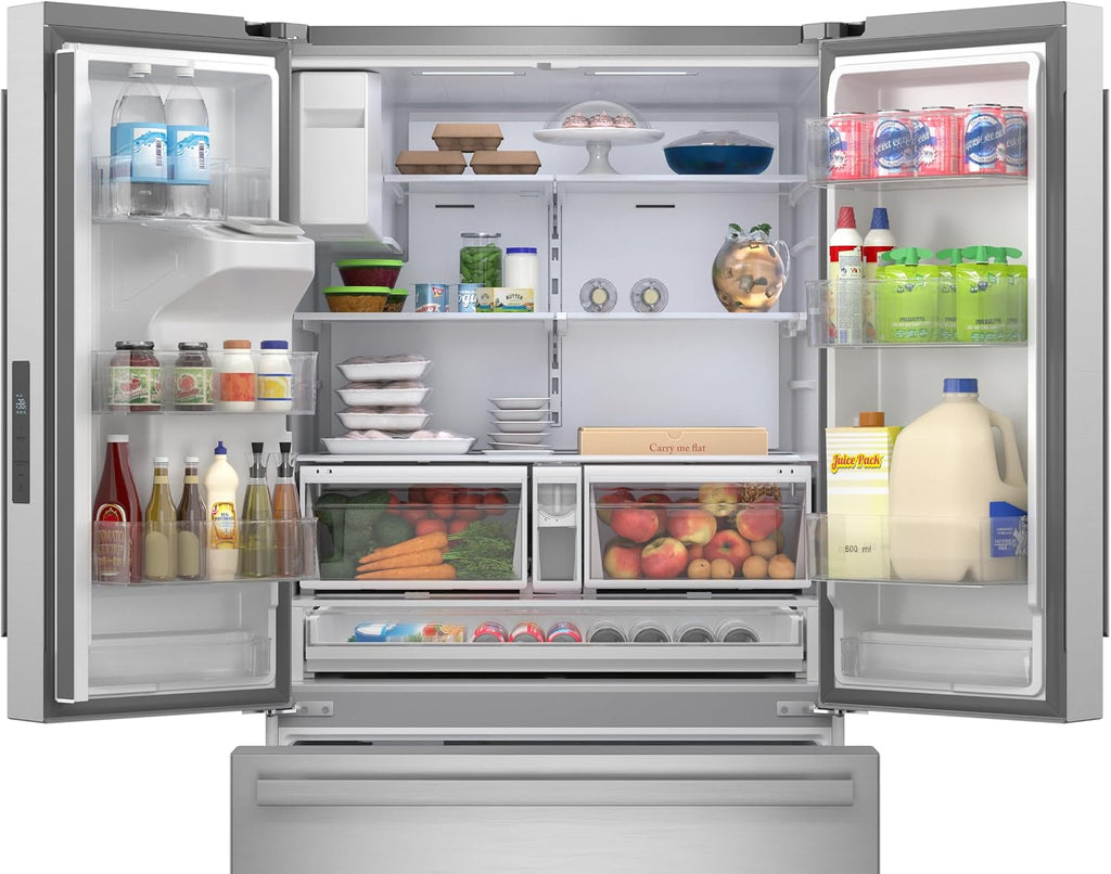 Sharp SJF2955KS 28.9 cu. ft., 3-door French Door Refrigerator, Ice/Water Dispenser, Advanced Cooling Plus System, Chill-Boost & Freezer-Boost, Automatic Dual Ice Maker Garage Ready, Stainless Steel
