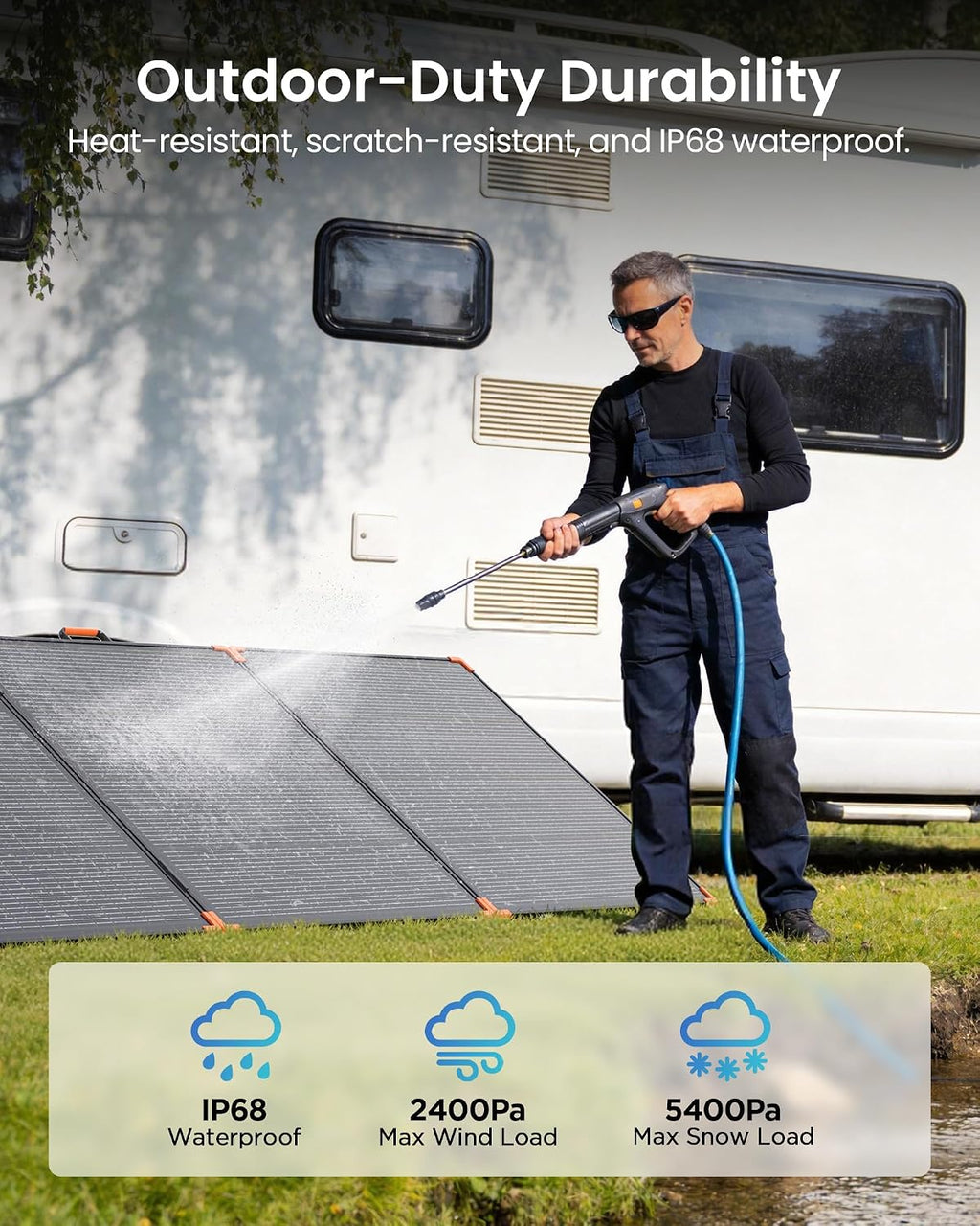 ZOUPW 480W Bifacial Portable Solar Panel,N-Type 16BB 25% Efficiency Foldable Solar Charger with Bypass Diodes for EcoFlow Delta/Bluetti/Anker C1000,IP68 Waterproof for Offgrid RV Home Backup