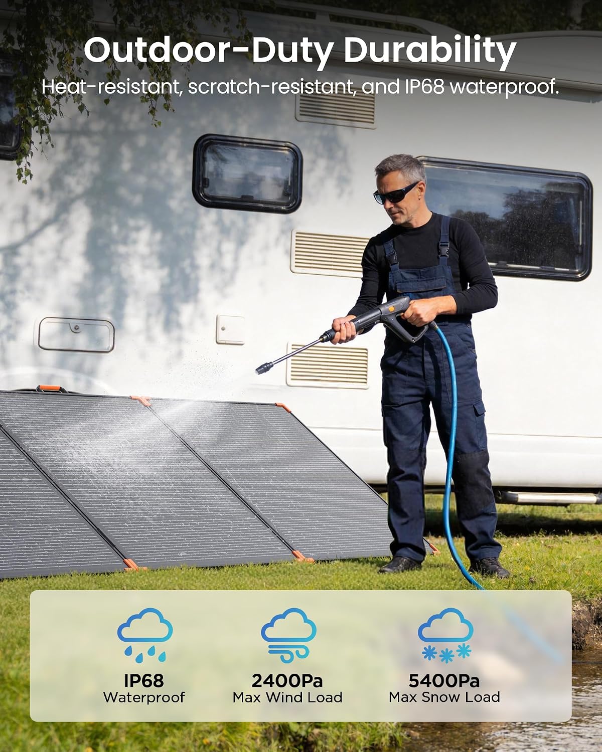 ZOUPW 480W Bifacial Portable Solar Panel,N-Type 16BB 25% Efficiency Foldable Solar Charger with Bypass Diodes for EcoFlow Delta/Bluetti/Anker C1000,IP68 Waterproof for Offgrid RV Home Backup