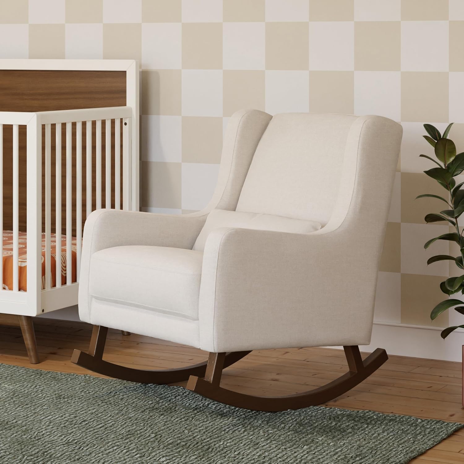 Babyletto Kai Rocker in Performance Natural Eco-Twill, Water Repellent & Stain Resistant, Greenguard Gold and CertiPUR-US Certified