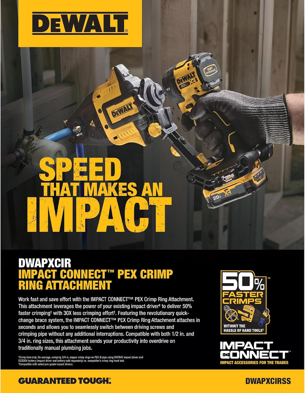 DEWALT IMPACT CONNECT PEX Crimp Ring Attachment for Impact Driver, Plumbing Tool (DWAPXCIR)