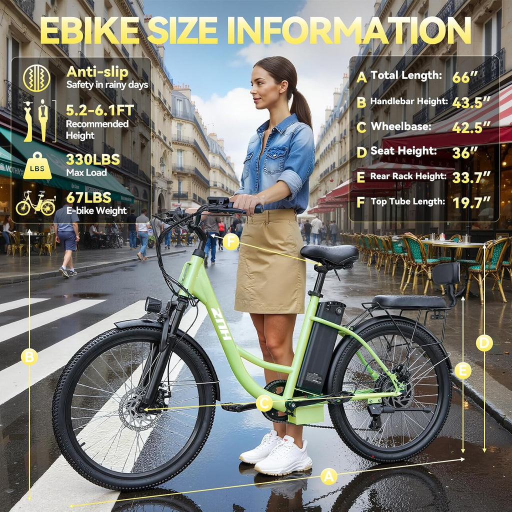 ZNH 24' Electric Bike for Adults with Peak 1000W Motor & 48V 940.8 Wh Removable Battery, Up to 90Miles 23+ MPH Step Thru Electric Bicycle, Commuter E Bikes with 7-Speed, UL 2849 Certified