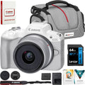 Canon EOS R50 Mirrorless Camera + RF-S 18-45mm F4.5-6.3 is STM Lens White 5812C012 Bundle w/Lexar Premium PRO Blue Series 64GB SDXC Memory Card + Deco Essentials Camera Bag + Corel Photo Video Suite