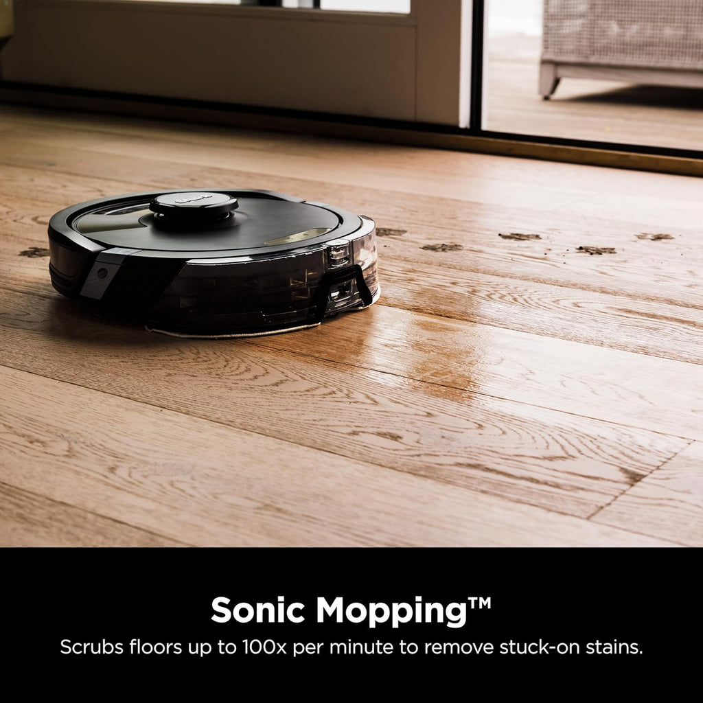 Shark AI Ultra 2-in-1 Robot Vacuum & Mop with Sonic Mopping, Matrix Clean, Home Mapping, HEPA Bagless Self Empty Base and 2 Microfiber Mopping Pads (Renewed), Black/Gold