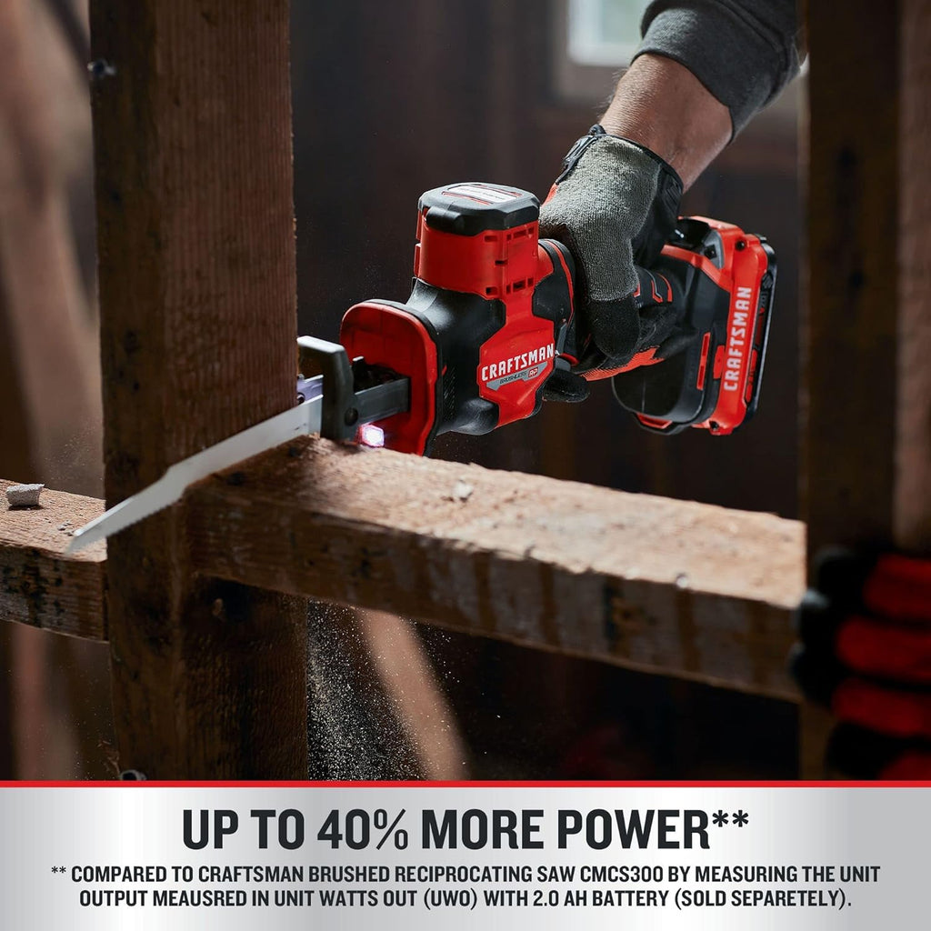 CRAFTSMAN V20 Cordless Reciprocating Saw, 2,800 SPM, Bare Tool Only (CMCS340B)