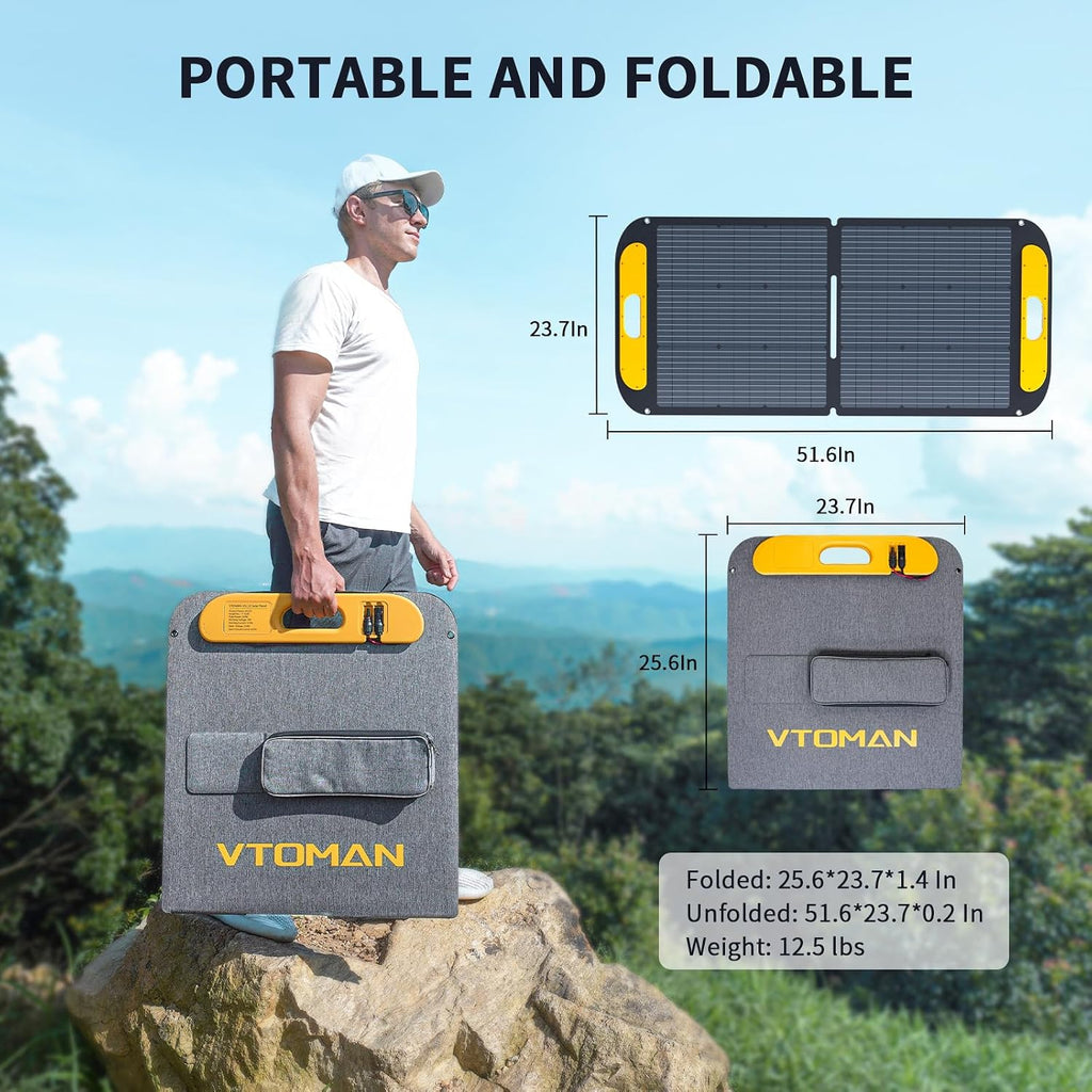 VTOMAN Jump 1500X Solar Generator with 110W Solar Panel, 828Wh Portable Power Station with 3 1500W (Peak 3000W) AC Outlets, 100W USB-C Output Fast Charge for Outdoor Camping, Home Backup, RV Travel