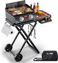 Laudlife Portable Propane Gas Griddle with Collapsible Stand, Non-Stick Enameled Cast Iron, 342 SQ.IN Cooking Space, 2 Burners Flat Top Griddles for Camping, Tailgating, Outdoor Cooking