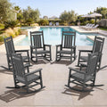 SERWALL Oversized Outdoor Rocking Chair Set of 6, HDPE Patio Rocking Chair, All-Weather Porch Rocker for Balcony, Yard, Dark Gray