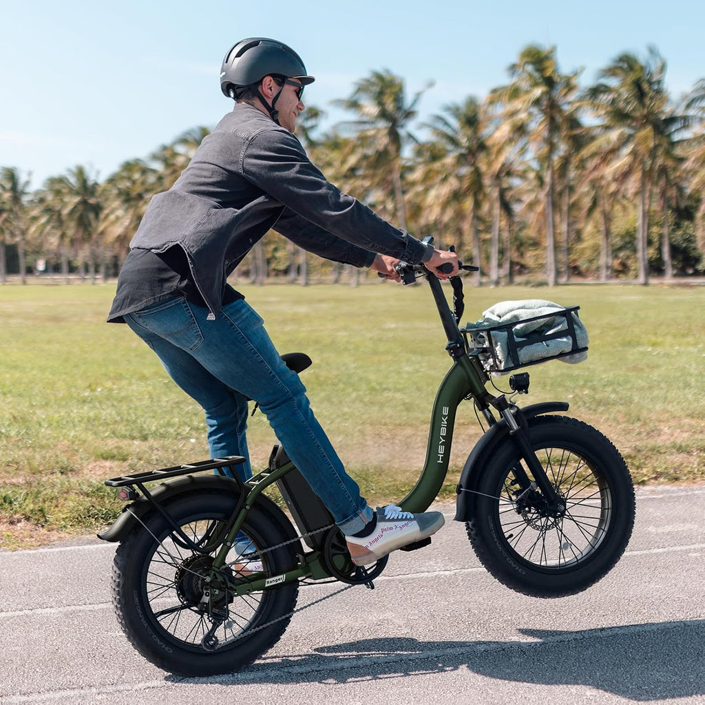 Heybike Ranger 2.0 Foldable Electric Bike for Adults, 20'*4 Fat Tire Ebike with 1400W Peak Motor, 28 MPH Max Speed, 600Wh Removable Battery, Up to 65 Miles Range, Front Suspension Step-Thru E Bike