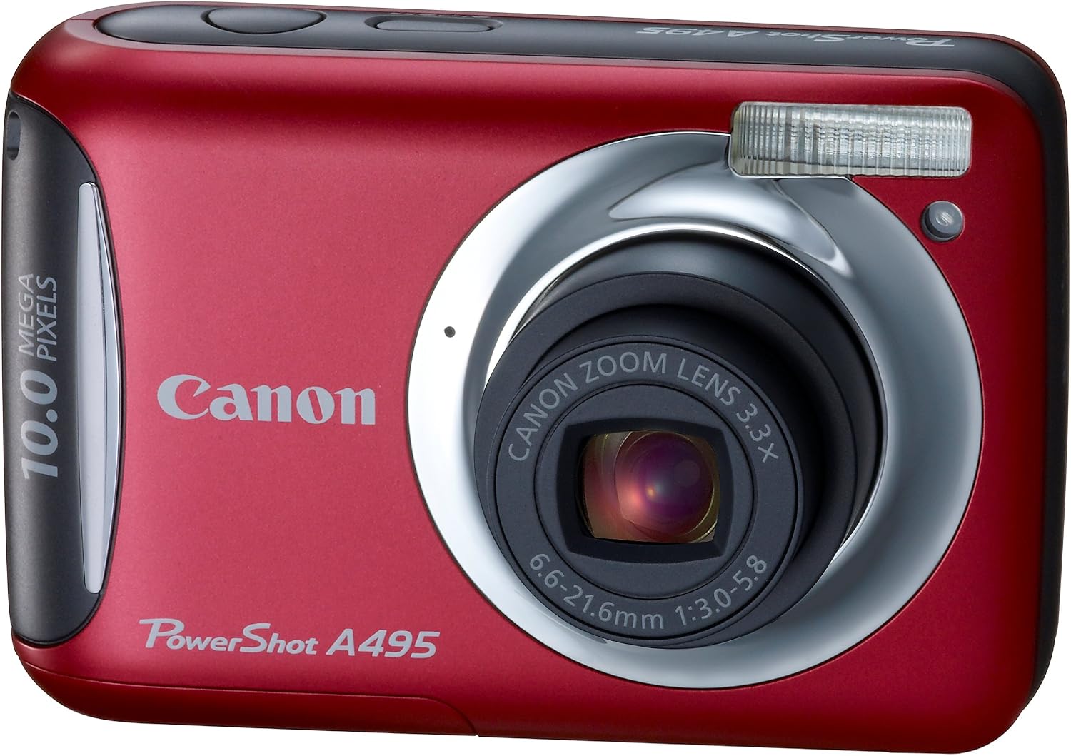 Canon PowerShot A495 10.0 MP Digital Camera with 3.3x Optical Zoom and 2.5-Inch LCD (Red)