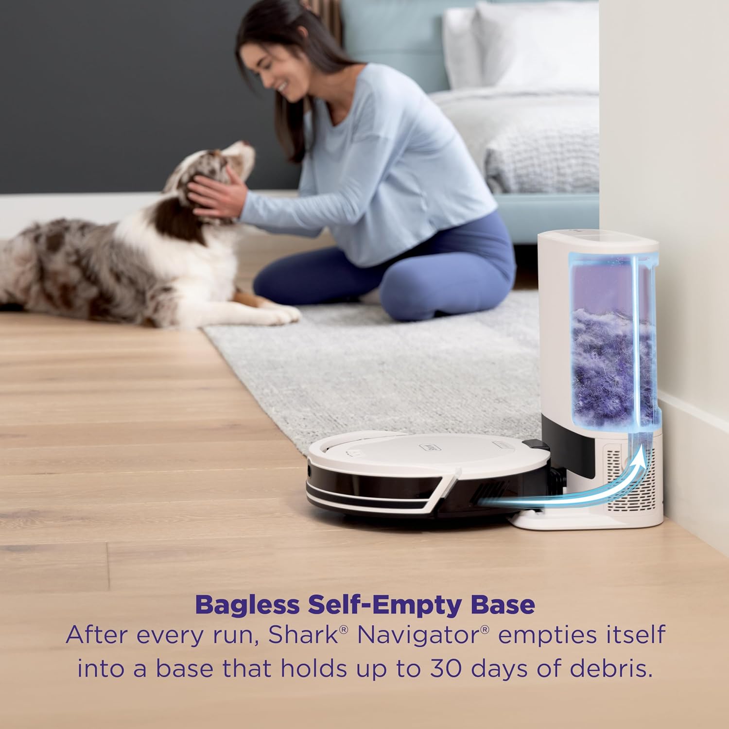 Shark Navigator | Robot Vacuum Cleaner with Powerful Suction for Pet Hair, Rugs, Carpets & Hard Floors | Bagless Self-Empty Base | 30-Day Capacity | SmartPath LiDAR Navigation | White | AV2110S