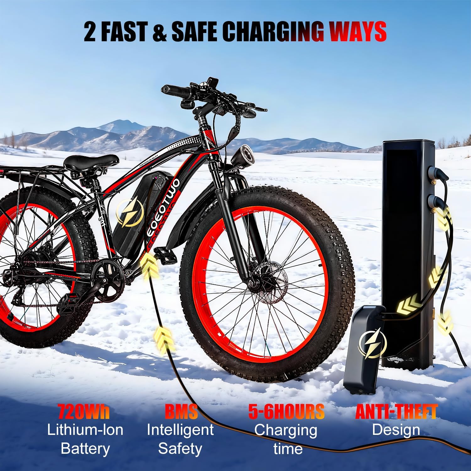 26' Fat tire Electric Bike for Adults,1500W Peak Motor, 60 Miles Range Mountain Ebike,34 MPH Speed,48V 15Ah Removable Battery, Off Road Mountain Commuting for Men,7 Speed