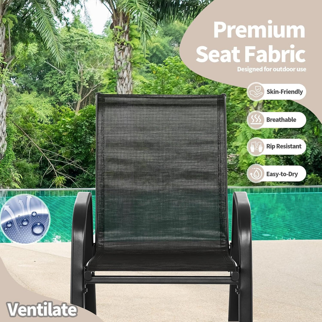 Tangkula Patio Rocking Chair Set of 4, Outdoor Ergonomic Rockers with Breathable Fabric Seat, Gentle Rocking Function, Sturdy Metal Rocker for Front Porch, Backyard, Garden
