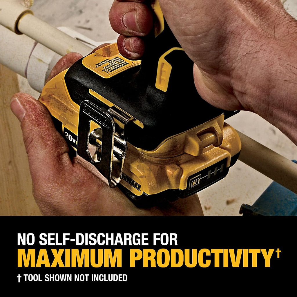 DEWALT 20V MAX Lithium Ion Battery, 2 Ah and 4 Ah, 4-Pack, Fuel Gauge LED Charge Indicators (DCB324-4)