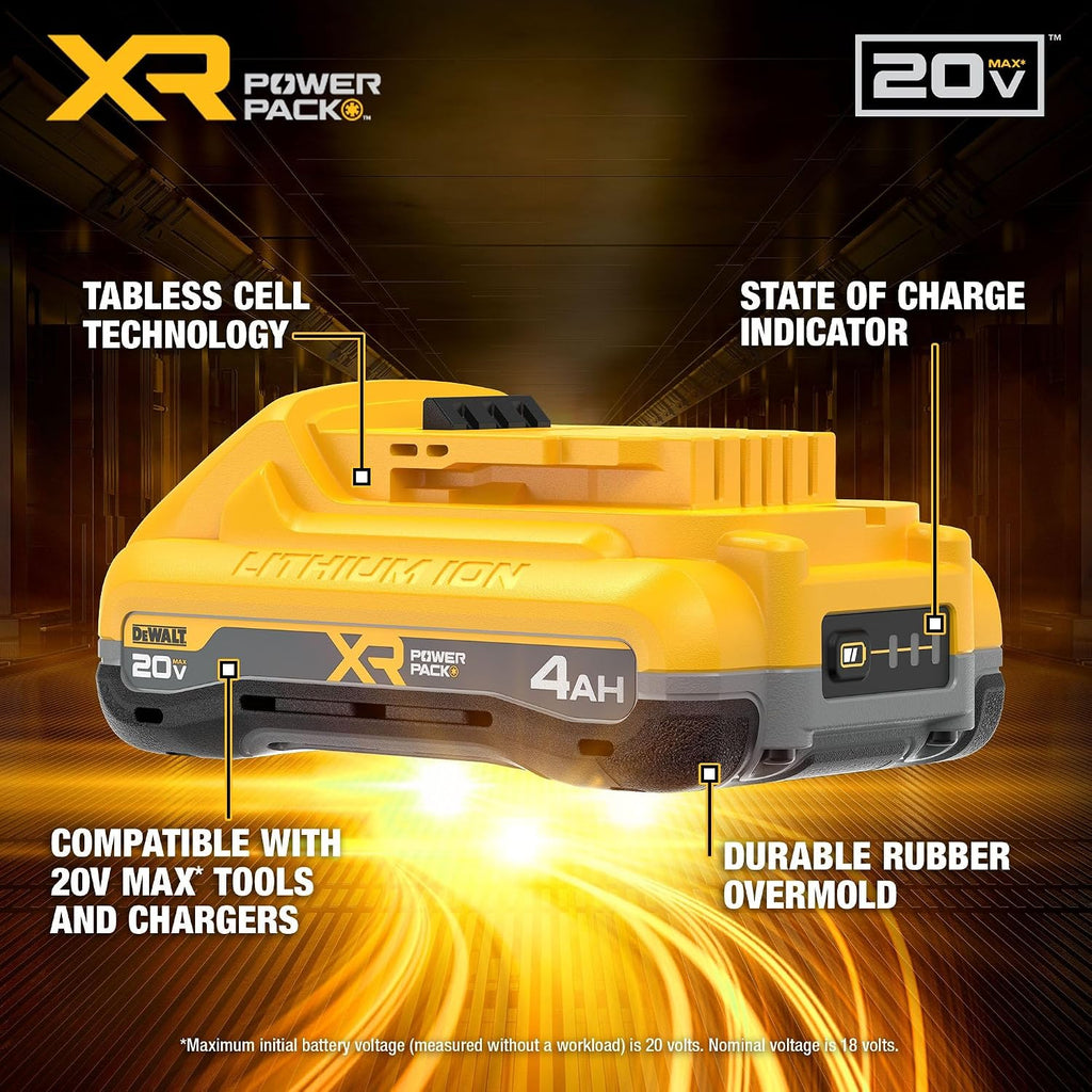 DEWALT 20V MAX Battery XR POWERPACK™ 4Ah Lithium Ion, 50% More Power, Dewalt Battery Compatible with 20V MAX Tools, 2 PK (DCB2104-2)