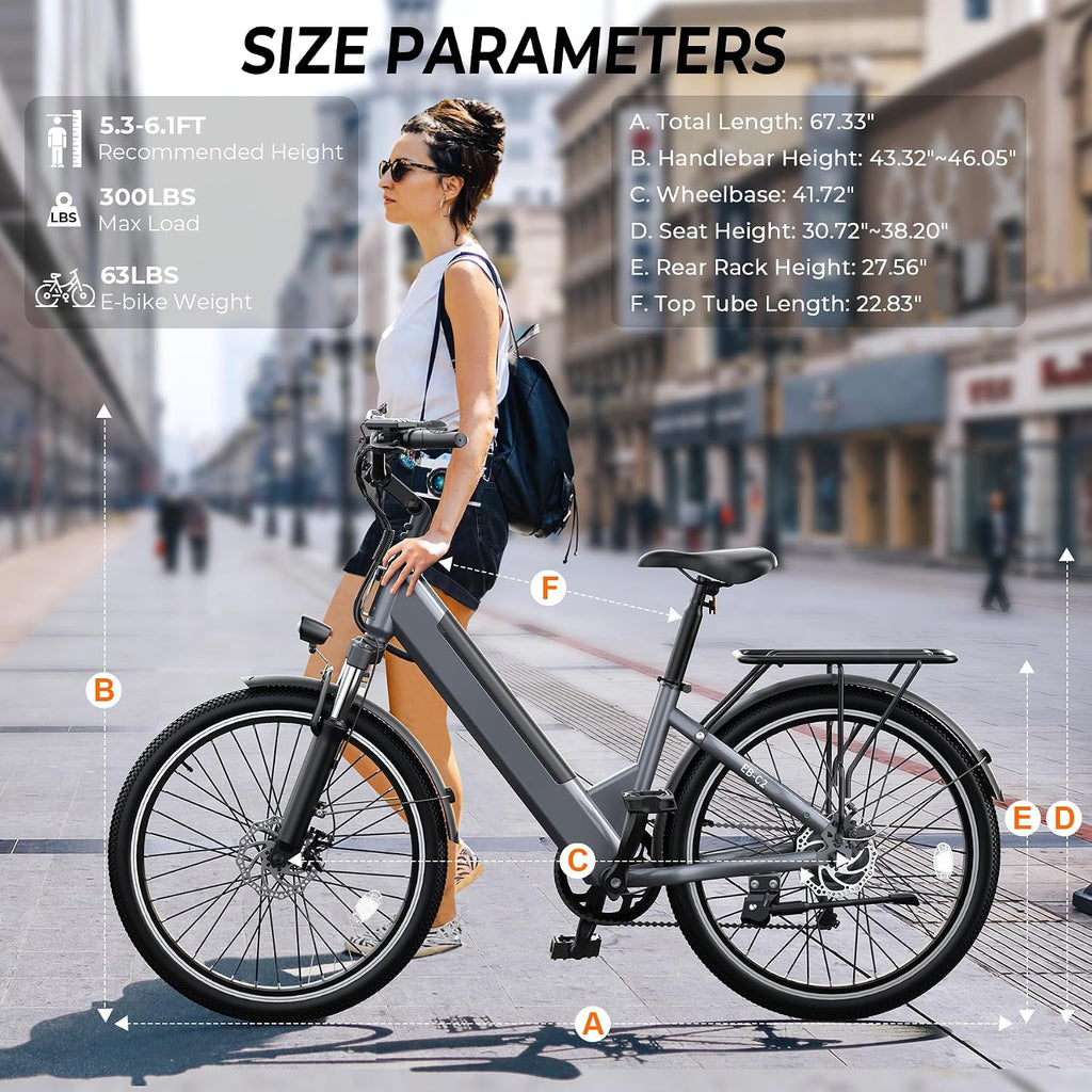 Electric Bike for Adults,26' Step-Thru EBike with 1000W Peak Motor,50 Miles 20MPH Adult Electric Bicycles with 48V Internal Removable Battery, Adjustable Stem,7 Speed,UL 2849 Certified