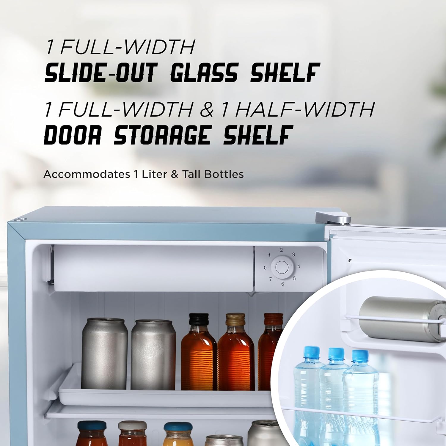 ICEBOX 1.7 Cu. Ft. Compact Refrigerator, ENERGY STAR Certified Small Refrigerator, Single Door Mini Fridge with Chiller Compartment, R600a Refrigerant, IBCR17SLT, Slate Blue