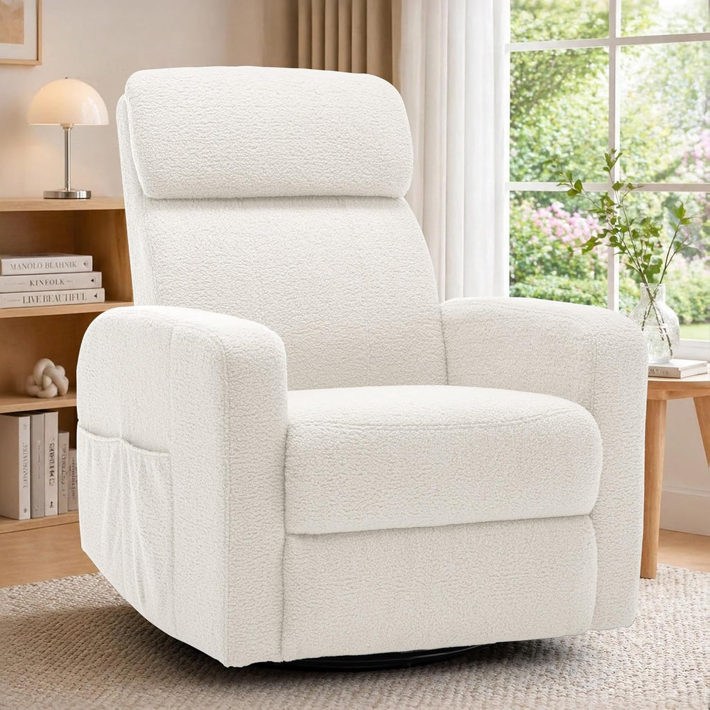 Korser Power Swivel Recliner Chairs for Adults, Electric Glider Rocking Chair Nursery, Glider Recliner Nursery Chair with Classified Side Pocket, Nursery Rocking Chairs with USB and Type-C Ports