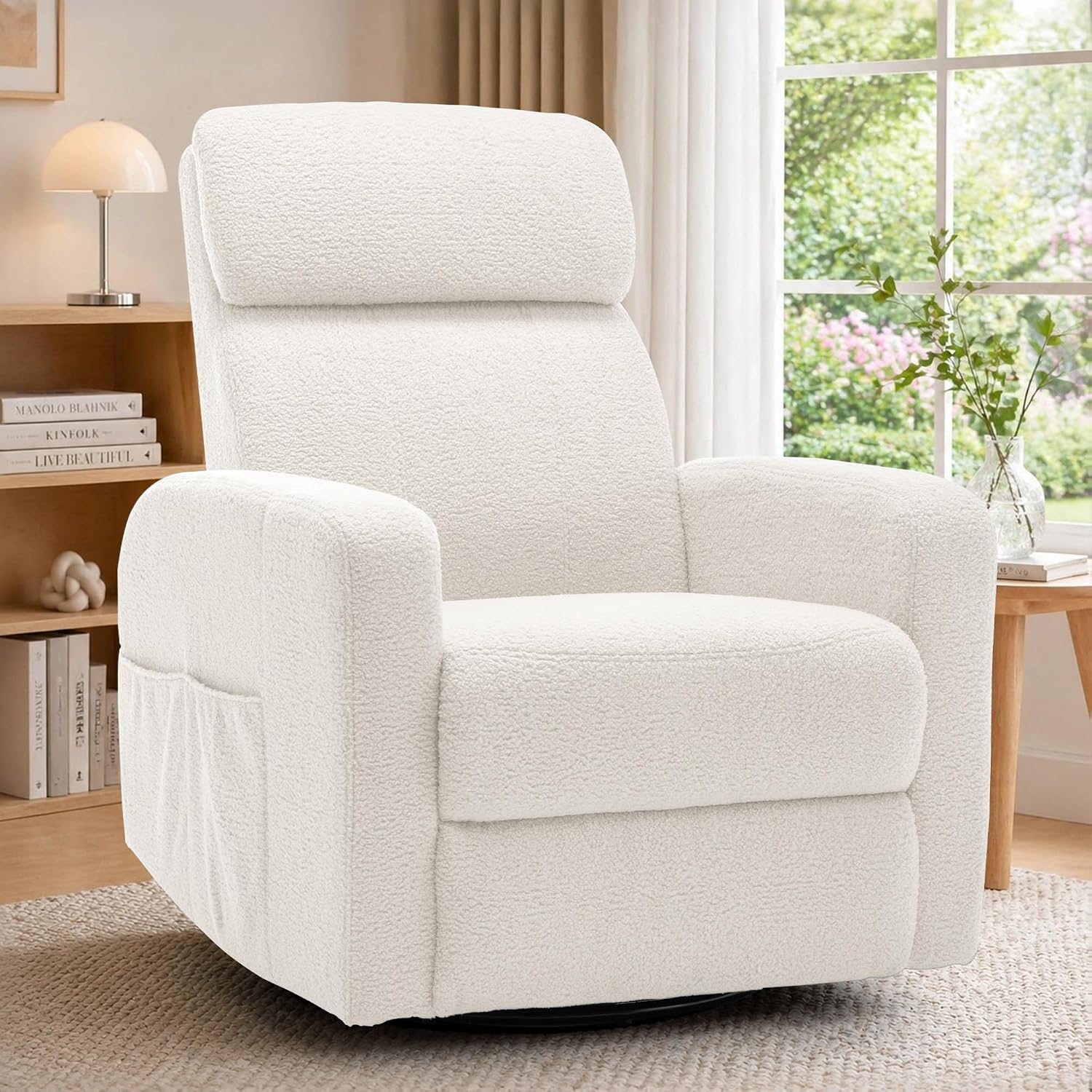 Korser Power Swivel Recliner Chairs for Adults, Electric Glider Rocking Chair Nursery, Glider Recliner Nursery Chair with Classified Side Pocket, Nursery Rocking Chairs with USB and Type-C Ports