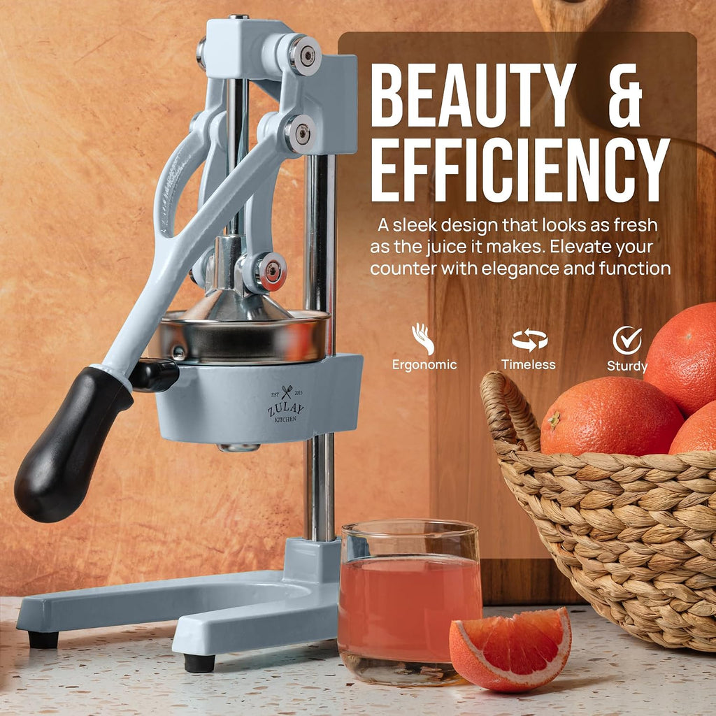 Zulay Kitchen Cast Iron Juicer - Heavy Duty Manual Juicer with Detachable Strainers for Easy Cleaning, Orange Juice Press for Citrus Fruits, Perfect for Bartenders, Juice Lovers & Health Enthusiasts