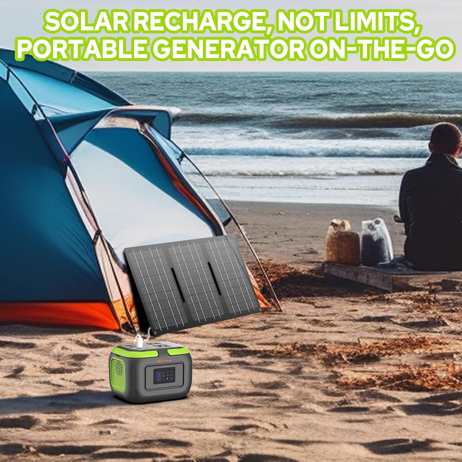 Portable Power Station with Foldable Solar Panel, 120W 110V USB-C Solar Power Bank Battery Generator with Panel, Portable Power Bank with AC Outlet for Laptop Smart Device Home RV Outdoor Camping