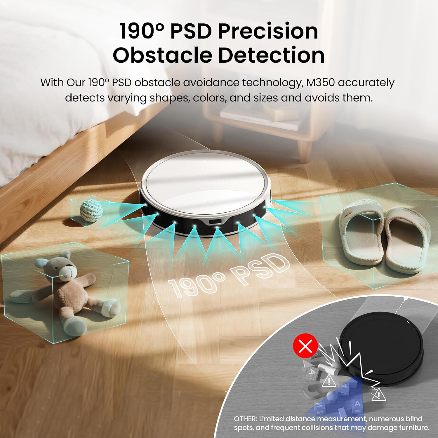 Lefant M350 Robot Vacuum and Mop Combo, 75-Day Self-Emptying, 190° PSD Obstacle Avoidance,6000Pa Suction，Quiet,Smart Navigation,Self-Charging, for Hard Floor, Carpet, Pet Hair,150 Min Runtime.White
