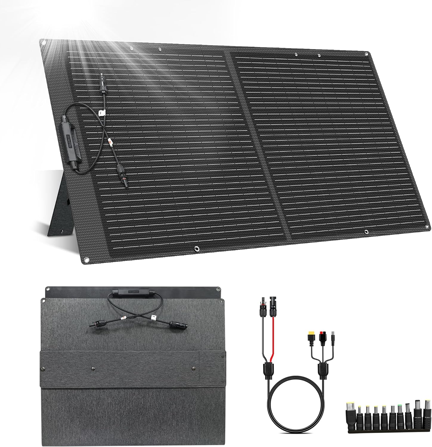 100W Portable Solar Panel for Power Station Generator,EFTE 23.7% High Efficiency Foldable Solar Panel Charger IP65 Waterproof with Adjustable Kickstand for Camping RV Outdoor Off-Grid