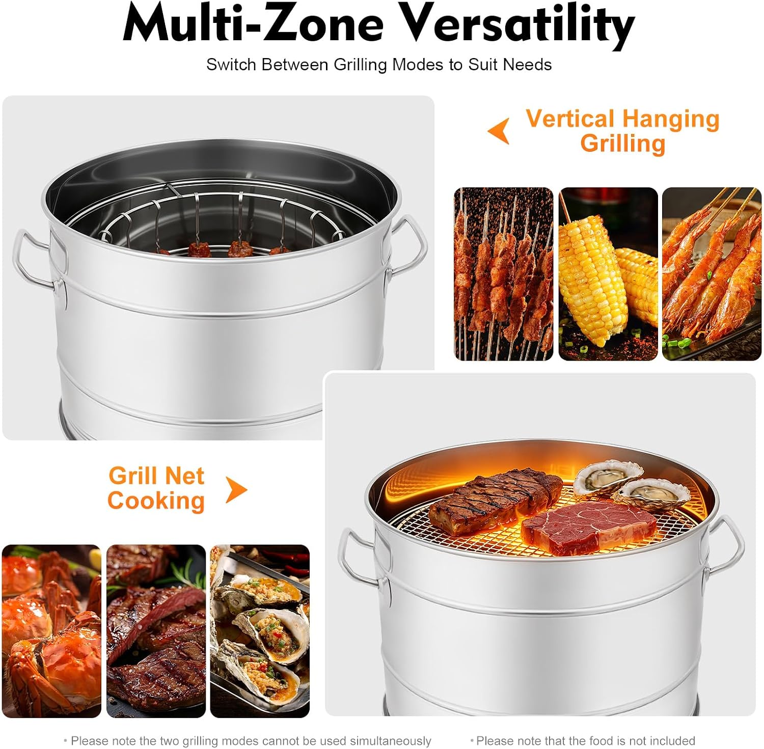 Large Portable Vertical Charcoal Grills, Stainless Charcoal BBQ Grill Barrel 360° Smokeless Outdoor with 50 Skewers for Travel, Outdoor Cooking and BBQ, Camping Picnic Patio Backyard (Large)